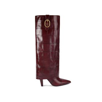 Kurt Geiger Womens Leather Fold Over Tall Boots - Wine - Size UK 3