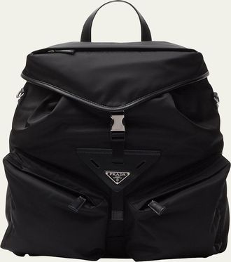 Prada Mens Re-Nylon and Leather Backpack