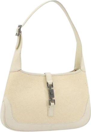 Gucci Pre-owned Vintage Canvas Shoulder Bag - Dames - Vintage Schoudertas - Beige - ONE Size - Leer - Vintage