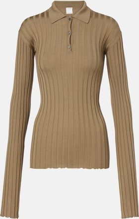 Calvin Klein Ribbed-knit wool polo shirt