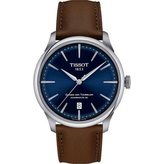 Tissot Chemin des Tourelles Powermatic 80 Leather Strap Watch, 39mm in Brown at Nordstrom