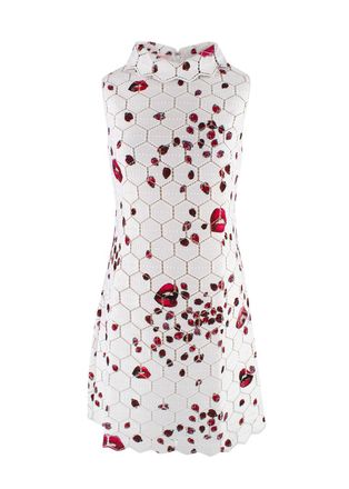 Giambattista Valli White Crochet Ladybird Print Mini Dress Size XS