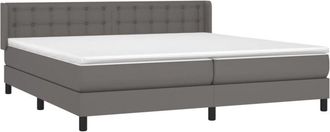 vidaXL Vidaxl - Cama Box Spring Con Colch&oacute;n Cuero Sint&eacute;tico Gris 200x200 Cm