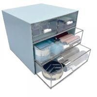 OEM Organizador De Maquillaje, Organizador De Escritorio Con 4 Cajones, Azul - Crezuo