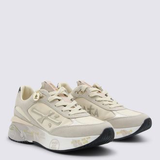 Premiata Textured Mixed-Material Low-Top Sneakers - White