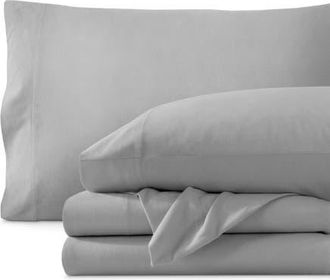 Bare Home Organic Cotton Jersey Sheet Set in Light Grey at Nordstrom, Size Twin Xl
