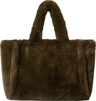 Generic Winter Faux Fur Handbag Simple Stylish Large Tote Soft Women Shoulder Bag Phone Purses Work(Green)