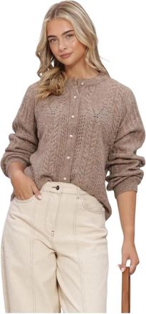 Object Objflora Gebreide Knopenvest - Dames - Vesten - Beige - XS - Wol - Truien & Vesten
