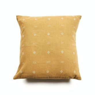 Studio Variously Nira Indigo Hand Spun Organic Cotton Handloom Pillow - Cover + Insert in Indigo/yellow at Nordstrom