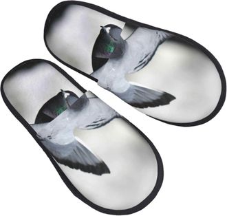 Generic Women Men Slippers Flying Homing Pigeon House Shoes Fluffy Indoor Shoes Plush Fleece Lined Bedroom Slipper For Spa Party Guest L