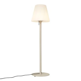 QAZQA L&aacute;mpara pie exterior beige pantalla blanca IP44