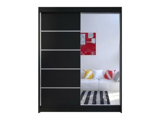 Mirjan24 Armario Closico Vastor Iii, Negro, 200x150x58cm, Puertas De Armario: Correderas, N&uacute;mero De Estantes: 5, Led