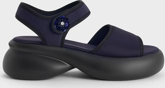 Charles & Keith Flower-Buckle Platform Sports Sandals