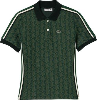 Lacoste Polohemd voor heren met monogram in jacquard (Groen)