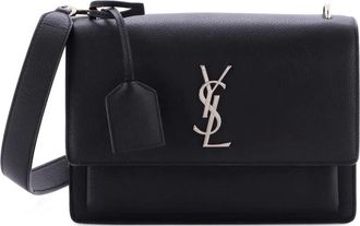 Saint Laurent Sunset Satchel Leather Medium crossbody bag - Zwart