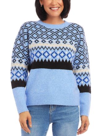 Karen Kane Jacquard Pullover Sweater In Navy