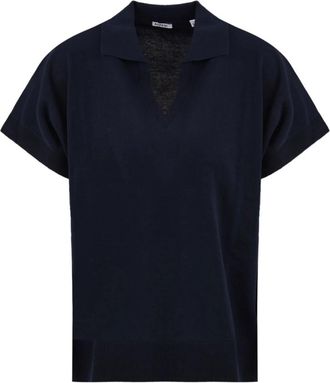 Aspesi V-hals Trui - Dames - V-hals truien - Blauw - M - Linnen - Truien & Vesten