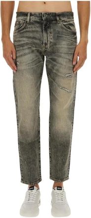 HUGO BOSS Jeans met rechte pijpen en distressed details - Heren - Regular Fit Jeans - Grijs - W31 L32 - Katoen - Jeans