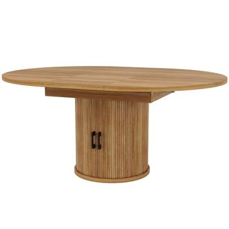 Urban Meuble Mesa de comedor extensible (118-158 cm) redonda con almacenamiento