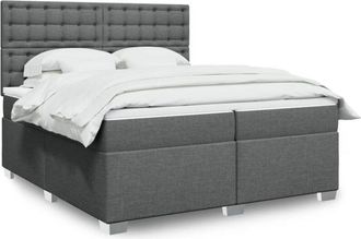 vidaXL Cama Box Spring Con Colch&oacute;n Tela Gris Oscuro 200x200 Cm Vidaxl