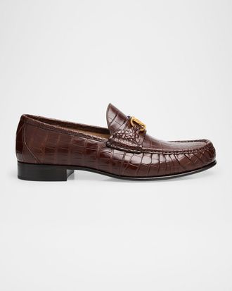 Valentino Garavani Men & apos;s VLogo Signature Crocodile Loafers