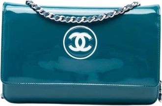 Chanel Pre-owned Wallet on Chain - Dames - Vintage Schoudertas - Blauw - ONE Size - Leer - Vintage