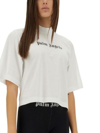 Palm Angels Logo-Embroidered T-Shirt - White