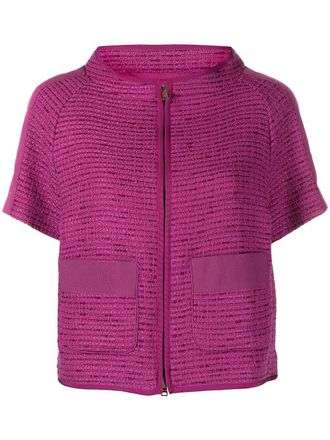 Herno short-sleeve tweed jacket - women - Cotton/Nylon - 40 - Purple