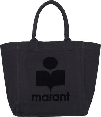 Isabel Marant Black Cotton Tone-On-Tone Logo Tote Bag