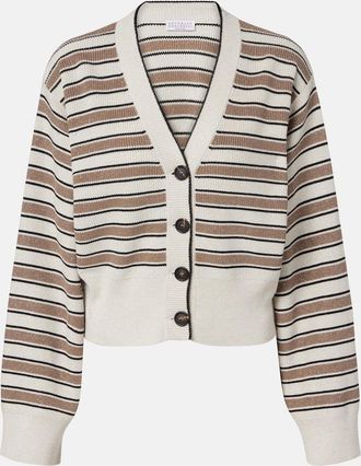 Brunello Cucinelli Striped cotton-blend cardigan