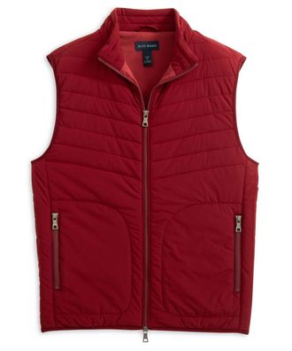 Scott Barber Mens Stretch Nylon Puffer Vest In Burgundy