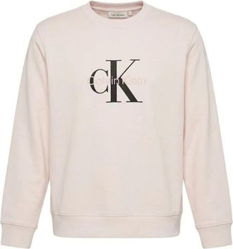 Calvin Klein Sudadera con monograma de felpa de algod&oacute;n - Sweatshirts & Hoodies - Hombre - Blanco - S