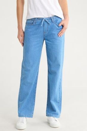Flying Angel Drawstring Waist Wide Leg Jeans in Medium Light Wash at Nordstrom Rack, Size 13