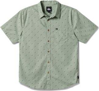 Quiksilver Kapu Mini Geo Print Short Sleeve Button-Up Shirt in Herb at Nordstrom Rack, Size X-Large
