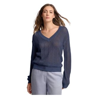 Kocca V-neck Knitwear, female, Blue, Size: XL Casual Comfort Fit Knitted Sweater