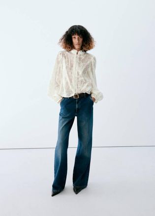 Mango Blusa lyocell ricamo floreale grezzo - Donna - XS - MANGO