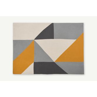 MADE.COM Manta de algod&oacute;n Holden, 130 x 170cm, amarillo/gris