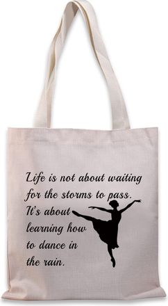 Generic Dance Lover Gift Dancer Tote Bag For Women Girls Dance Teacher Dance Team Inspirational Gift (Dance the rain TG)