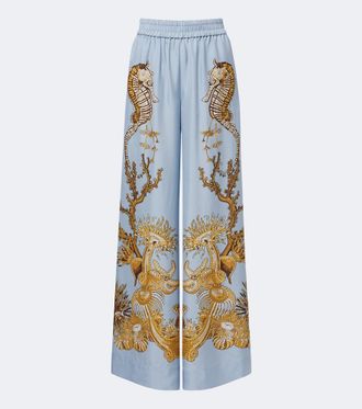 La DoubleJ Printed silk twill palazzo pants