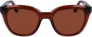 Ferragamo Classic Logo Tea Cup 52mm Round Sunglasses in Transparent Brown at Nordstrom Rack