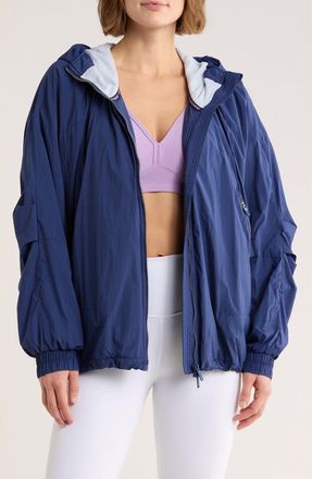 Free People Explore More Nylon Hooded Jacket in Blue/Navy at Nordstrom Rack, Size X-Large