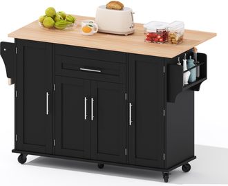 STILVORA Carrito De Cocina Con 4 Puertas, 2 Cajones, Estantes Ajustables Y Toallero, Para Cocina, 136 X 70 X 92 Cm