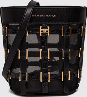 Elisabetta Franchi Borsa a secchiello in rete con ricami e pochette interna
