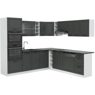 Vicco Cocina Esquinera R-line, Antracita Casa De Campo/blanco, 237 X 247 Cm, Et Antracita