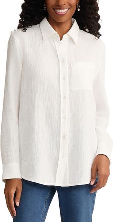 Jones New York Gauze Shirt in Natural White at Nordstrom, Size X-Small