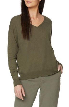 NYDJ Double V-Neck Linen Blend Sweater in Moss at Nordstrom, Size Large