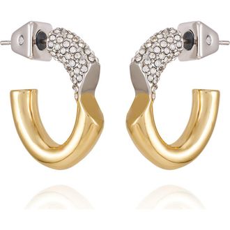 Vince Camuto Two-Tone Pav&eacute; Crystal Hoop Earrings in Gold Tone at Nordstrom Rack