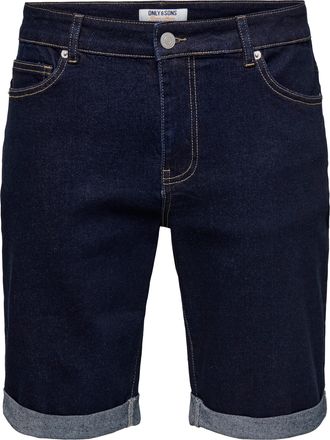 Only & Sons Shorts ONLY & SONS ONSPLY BOX GUA DNM SHORTS OTL, Herren, Gr. XXL, N-Gr, blau (dunkelblau denim), Web, Obermaterial: 64% Baumwolle, 31% Polyester, 3% 