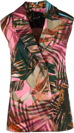 Giulia N. Green/Pink Cotton Stretch Vest