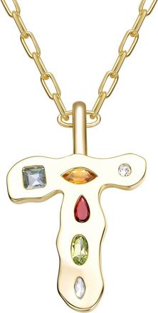 Genevive 14K Plated Cz Alphabetical Necklace